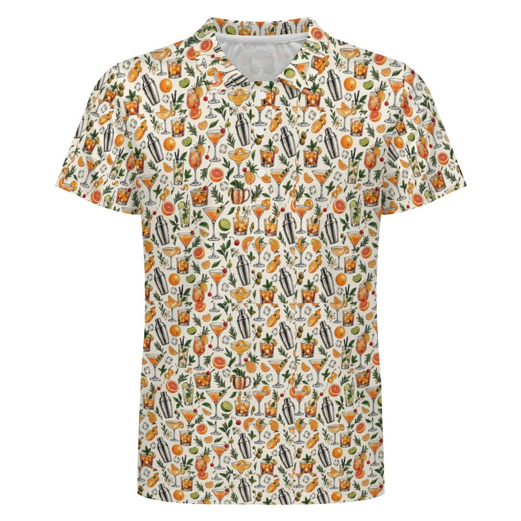 Men's Fall Cocktails POLO Shirt(All-Over Printing)
