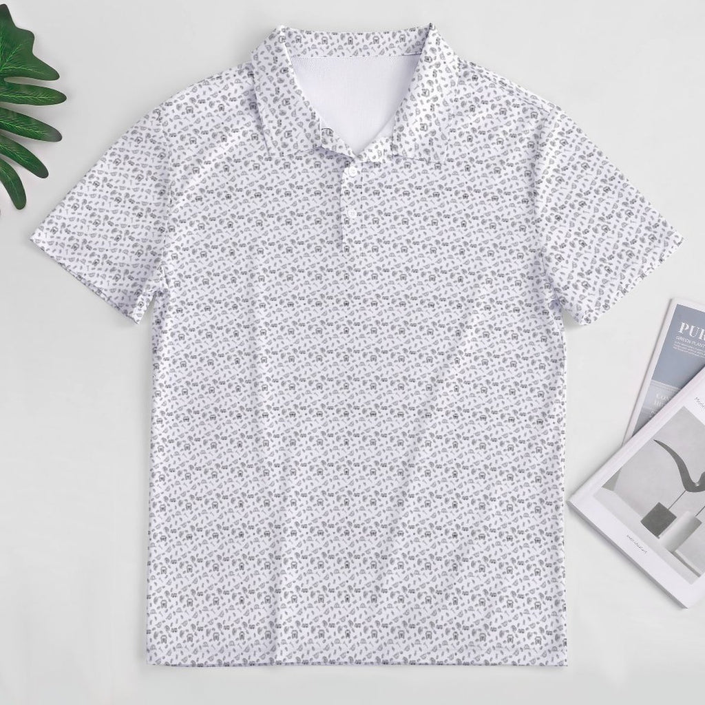 Black and white Fireman Polo Shirts with All-Over printing Design Straight
