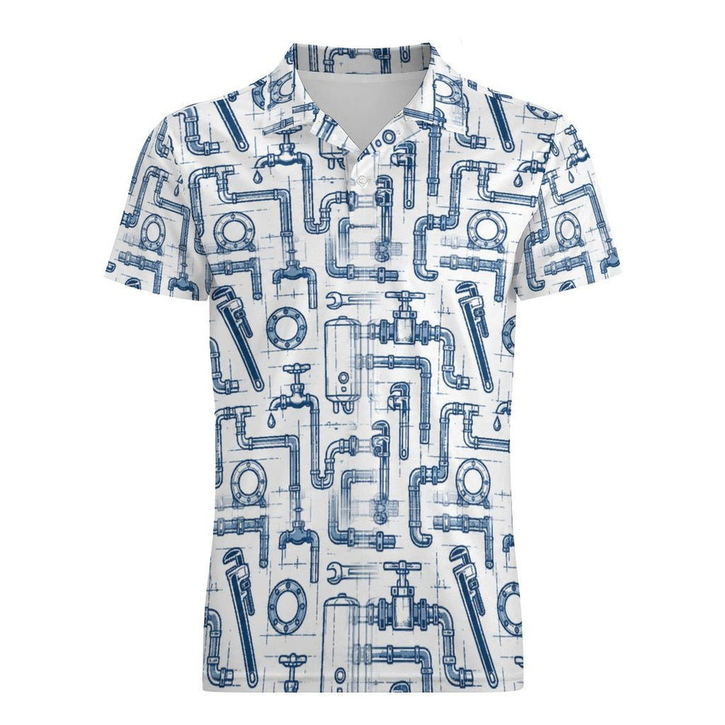 General Contractor Plumber Polo UPF50+ 180gsm Cooling Polyester Men's  Shop plumber polos and shirts with bold plumbing-inspired patterns featuring tools, pipes, wrenches, and trade designs