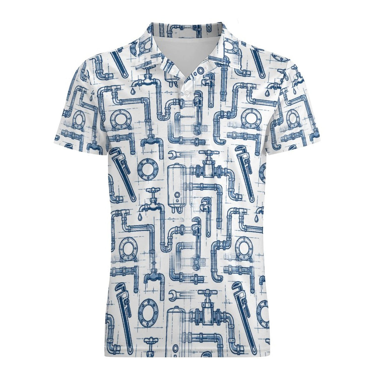 General Contractor Plumber Polo UPF50+ 180gsm Cooling Polyester Men's  Shop plumber polos and shirts with bold plumbing-inspired patterns featuring tools, pipes, wrenches, and trade designs