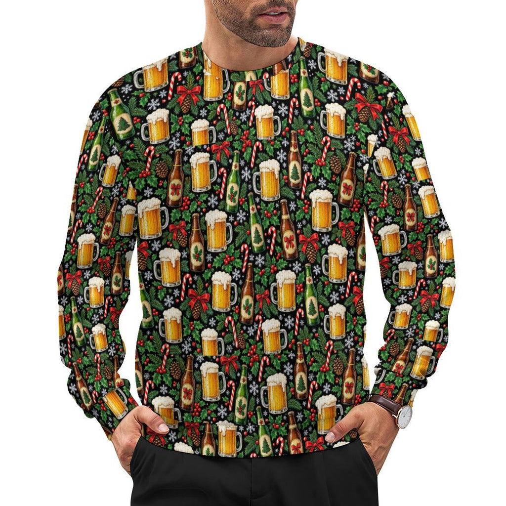 Christmas Sweater Festive Beer Oversized Thick Pullover Sweater(All-Over Printing)