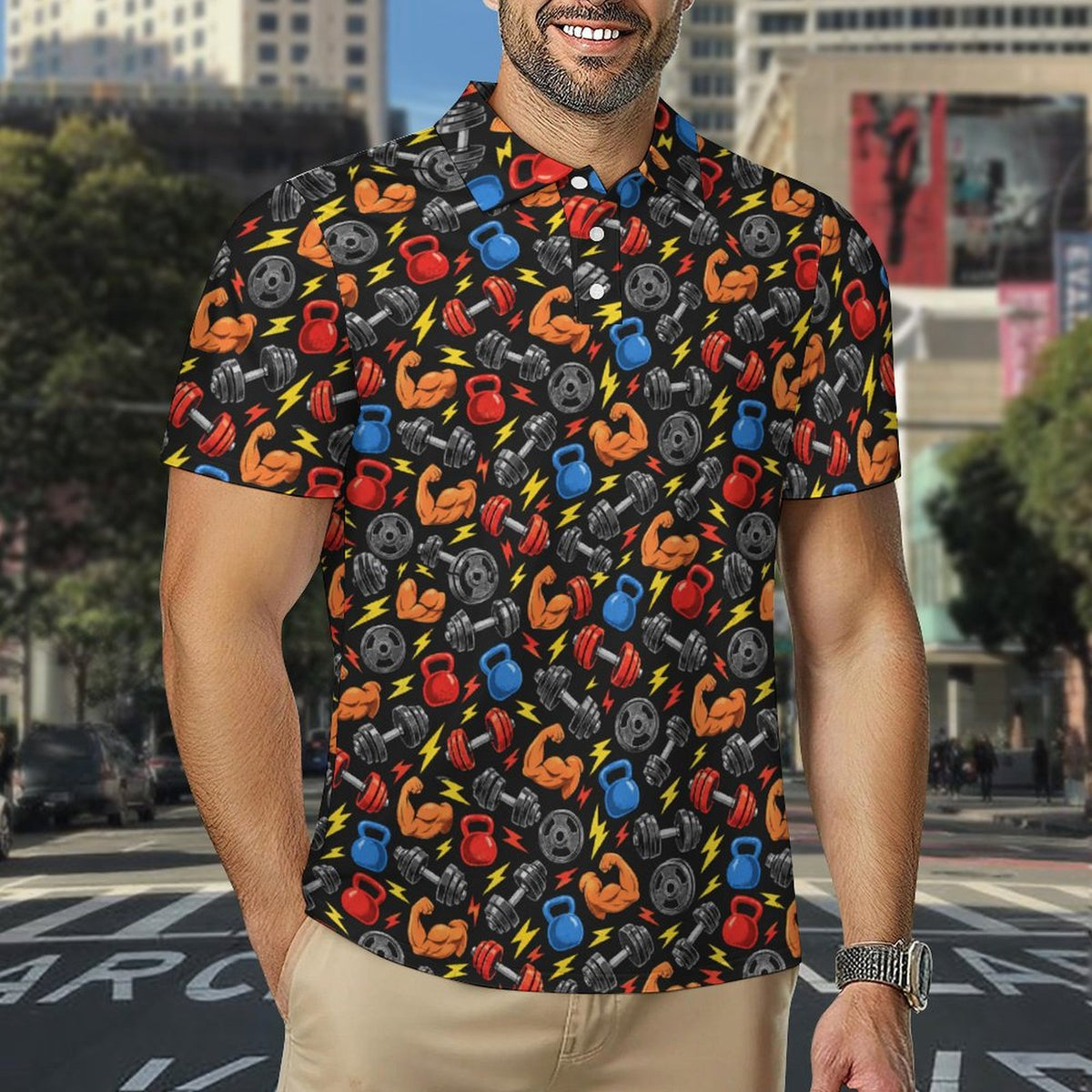Gym Bros Men's Quick Dry POLO Shirt(All-Over Printing)