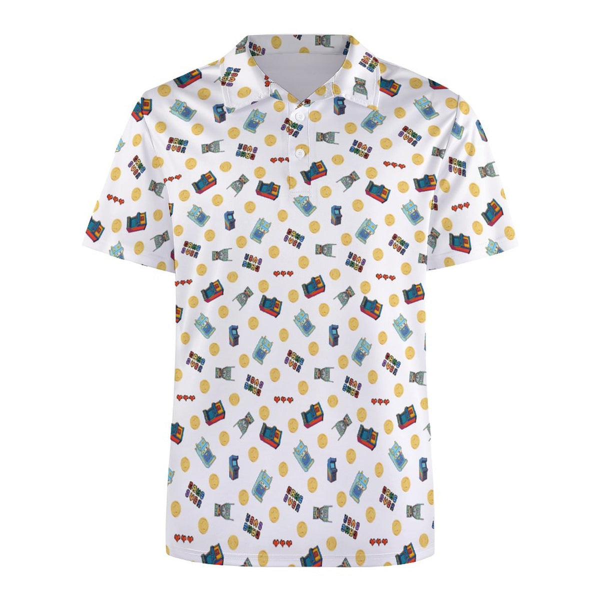 Pinball Arcade Polo Shirts with All-Over printing Design Straight