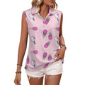 Women's Pink Pickleball POLO Tank Top(All-Over Printing)