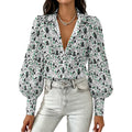 Women's Realtor  Satin Lantern Sleeve Long Sleeve Blouse( Stand out at showings, open houses and closings in this iconic golf polo featuring a bold real estate pattern.