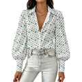 Women's Western Motif Satin Lantern Sleeve Long Sleeve Blouse(All-Over Printing)