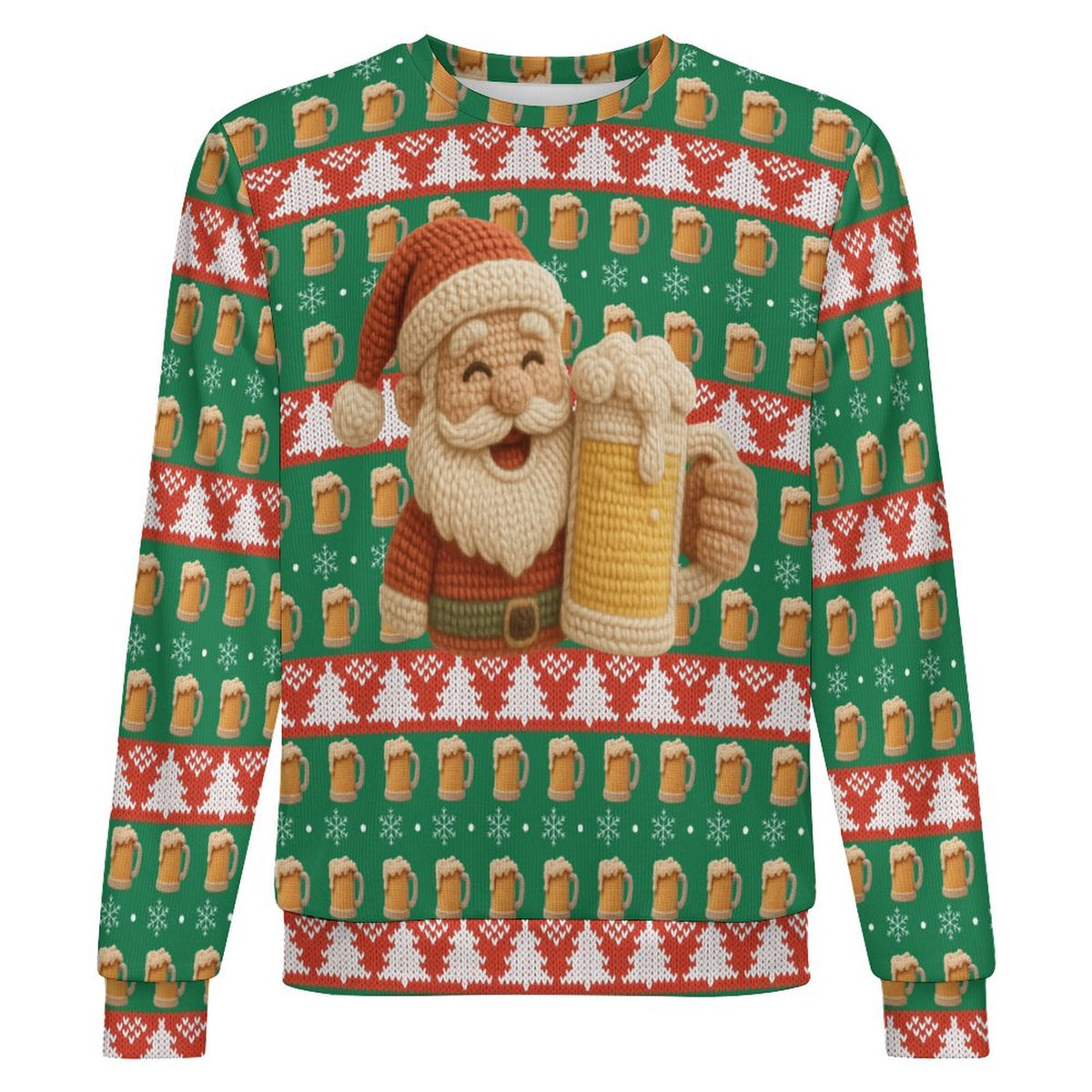 Ugly Christmas sweater Santa beer Oversized Pullover Sweater(All-Over Printing)