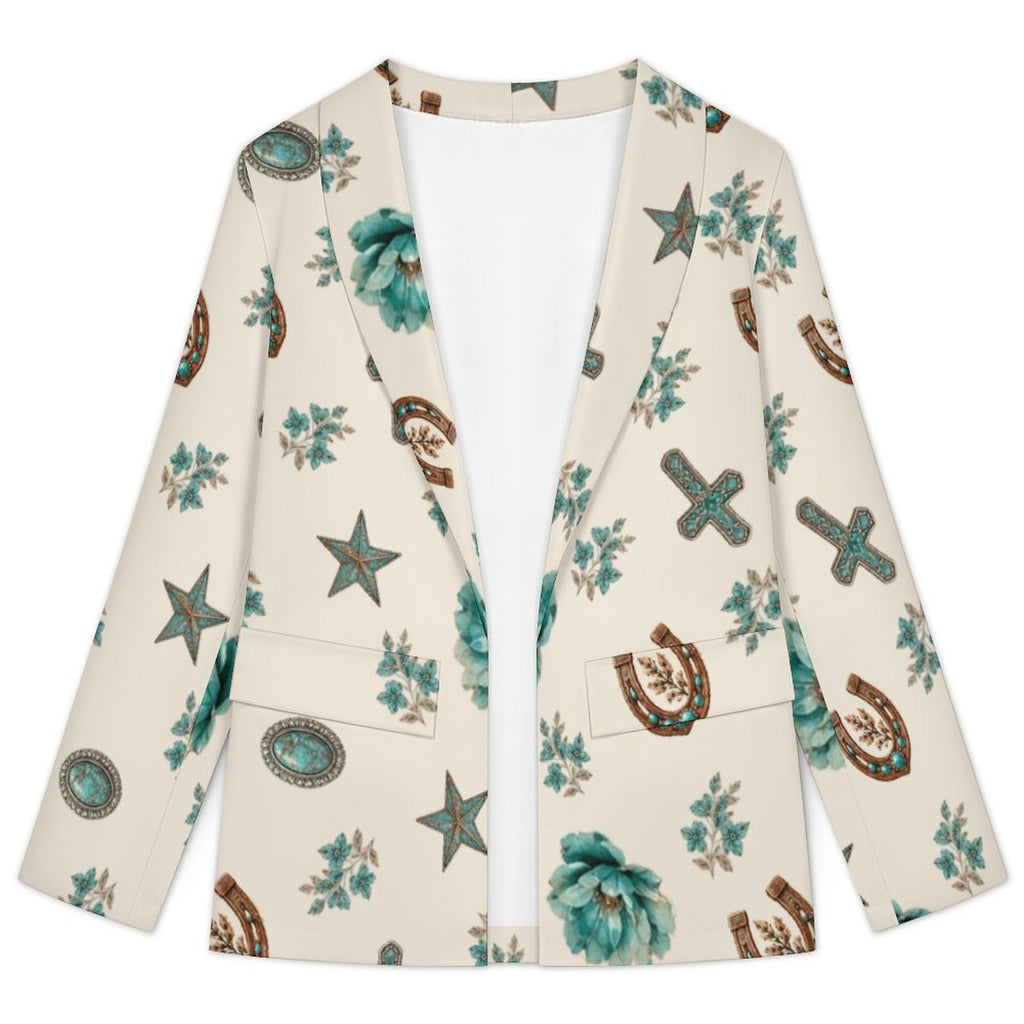 Women's Chic Western Wear Casual Lapel Blazer(All-Over Printing)