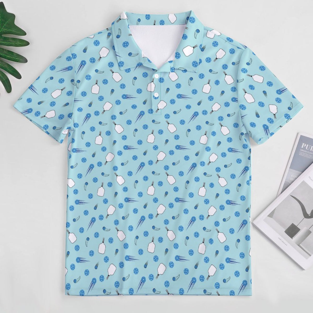 Men's Pickleball Polo Shirts with All-Over printing Design Straight