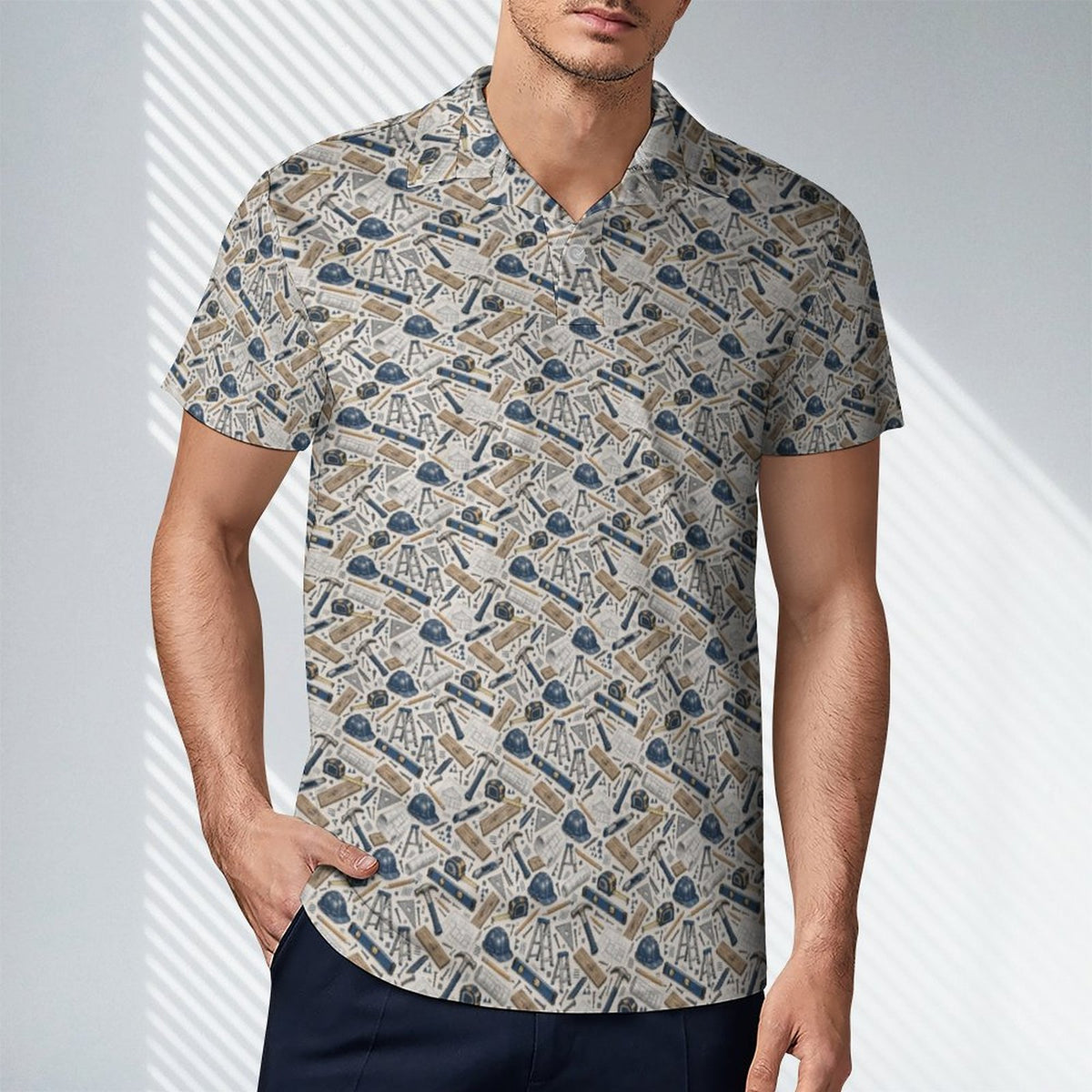 General Contractor UPF50+ 180gsm Cooling Polyester Men's POLO T-shirt Shop contractor polos and shirts featuring bold construction-inspired patterns made for builders, tradesmen, contractors, and hard