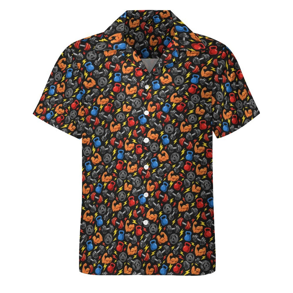 Gym Bros  Cotton Cuban Collar Shirt For Men(All-Over Printing)