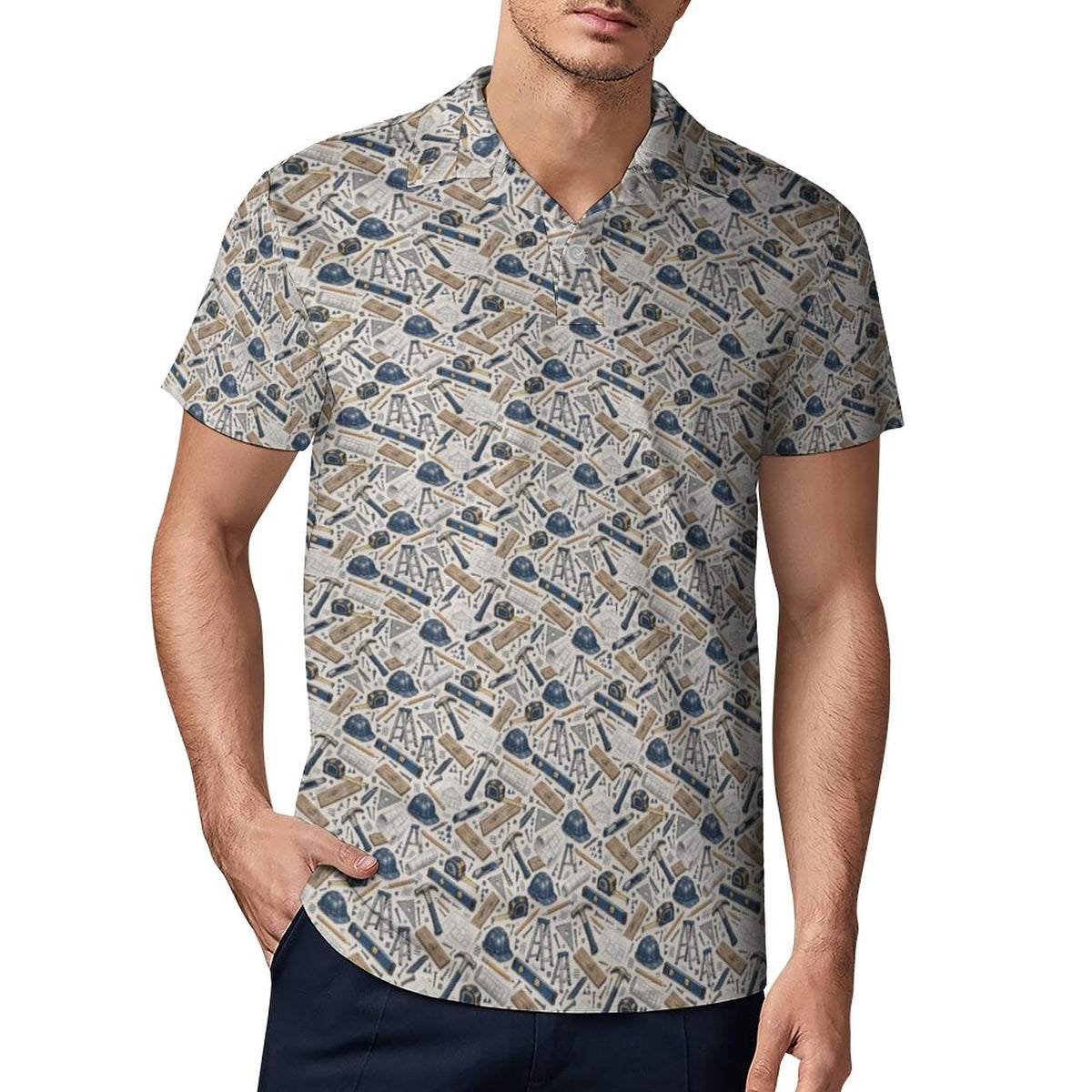 General Contractor UPF50+ 180gsm Cooling Polyester Men's POLO T-shirt Shop contractor polos and shirts featuring bold construction-inspired patterns made for builders, tradesmen, contractors, and hard