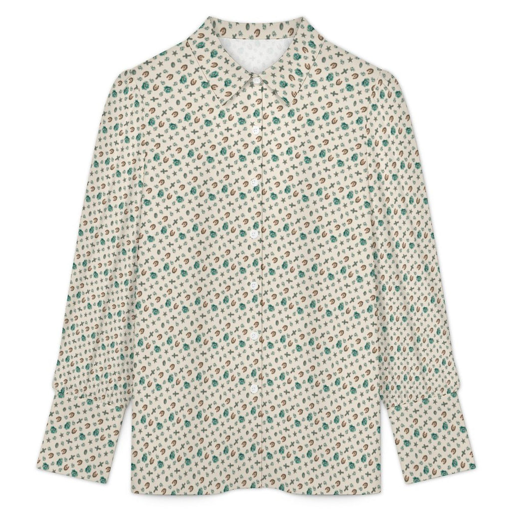 Women's Chic Western Satin Lantern Sleeve Long Sleeve Blouse(All-Over Printing)