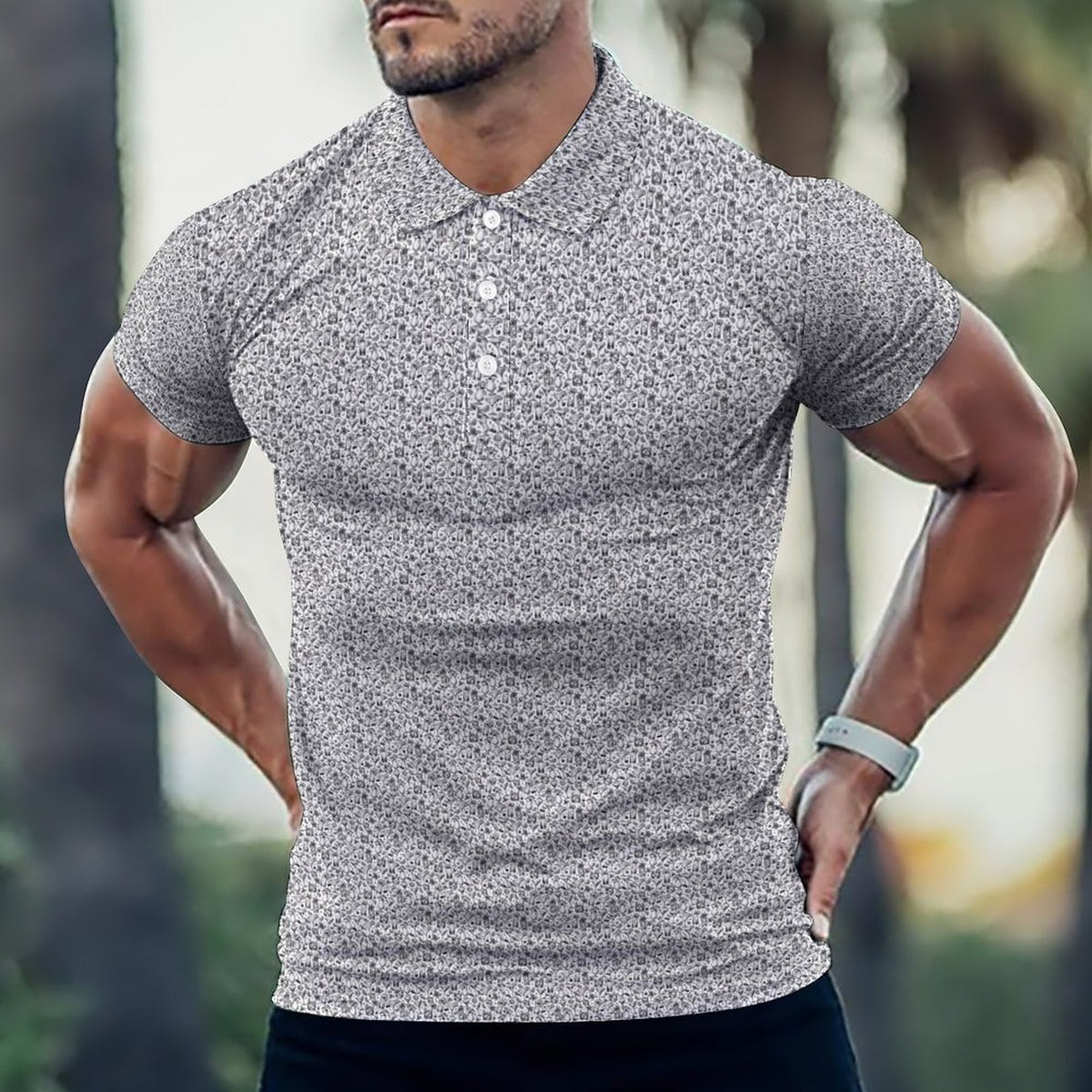 Many Mini Cocktails Black and White Men's Golf POLO Shirt(All-Over Printing)