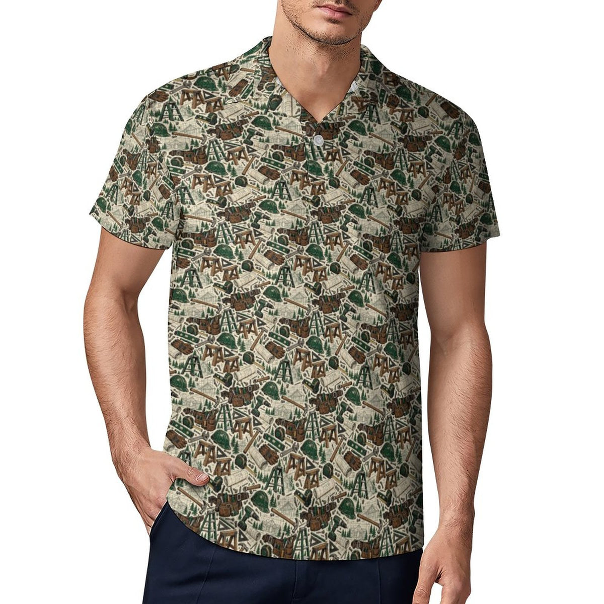 Contractor Shirt UPF50+ Cooling Polyester Men's POLO T-shirt(All-Over Printing)