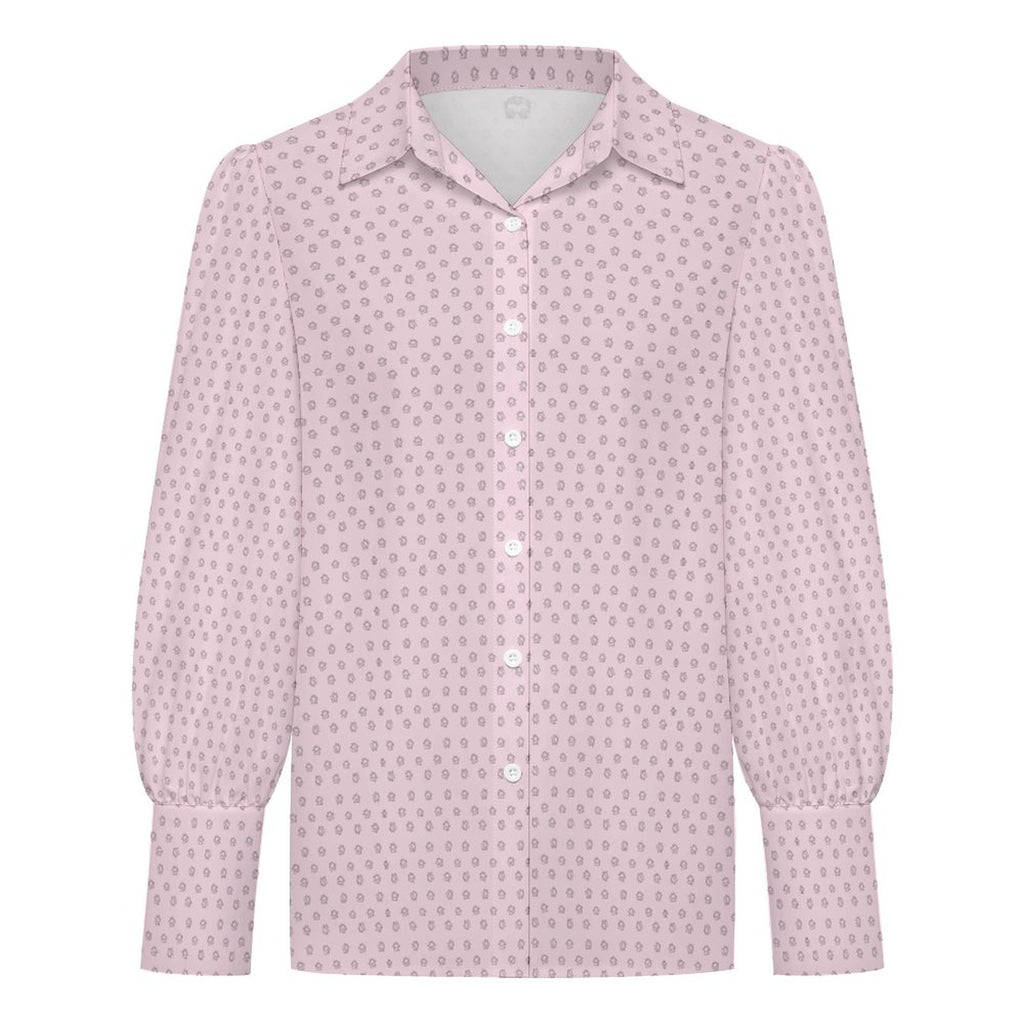 Realtor Little Homes Women's Satin Lantern Sleeve Long Sleeve Blouse(All-Over Printing)