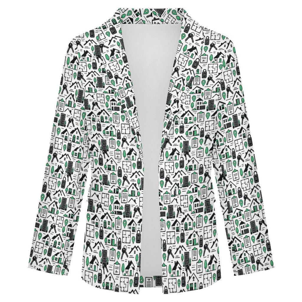 Women's Realtor Lapel Blazer Stand out at showings, open houses and closings in this iconic golf polo featuring a bold real estate pattern.