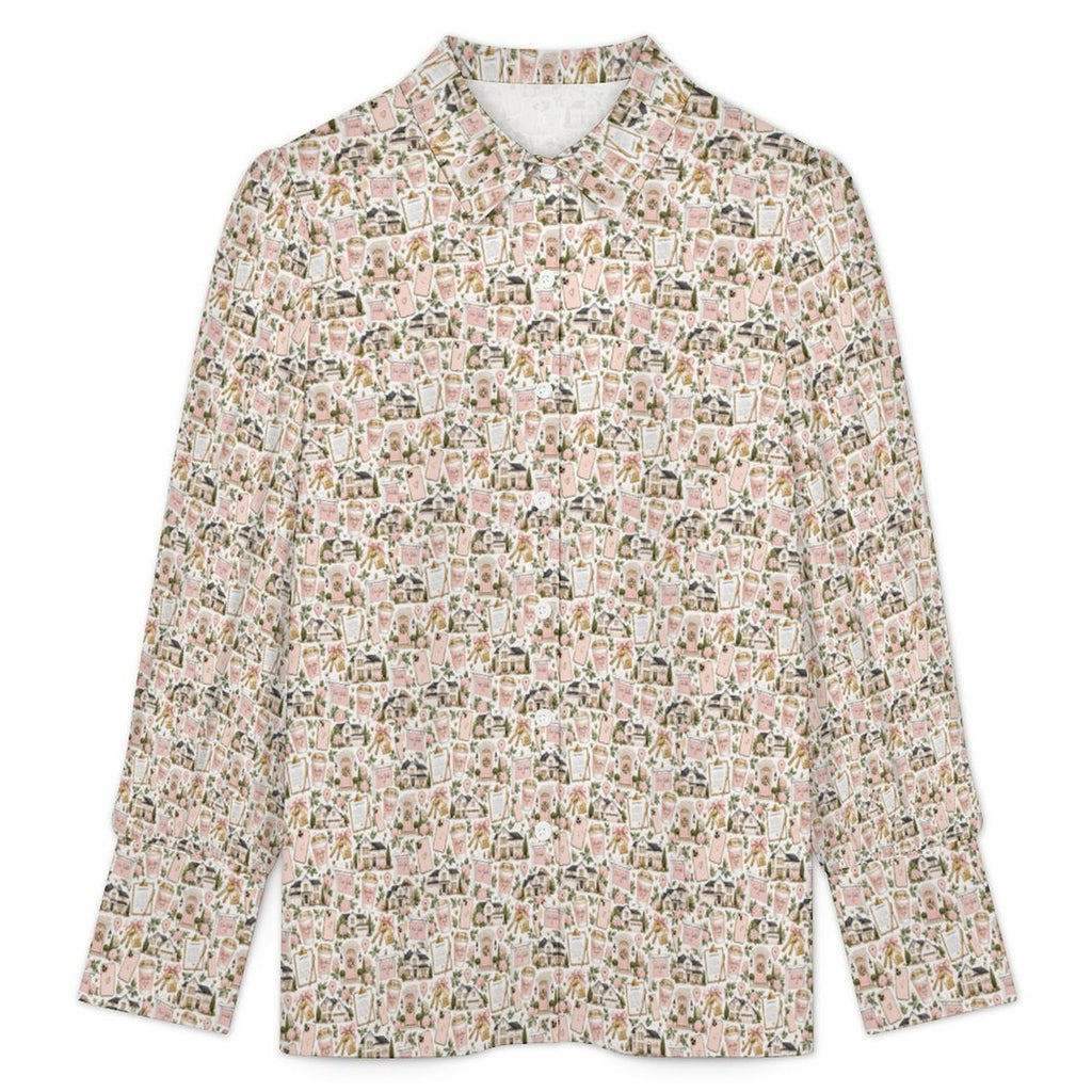 Women's Realtor  Satin Lantern Sleeve Long Sleeve Blouse Stand out at showings, open houses and closings in this iconic golf polo featuring a bold real estate pattern.