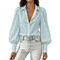 Women's Satin Lantern Sleeve Realtor Long Sleeve Blouse Stand out at showings, open houses and closings in this men’s Realtor silk blouse featuring a bold real estate pattern.