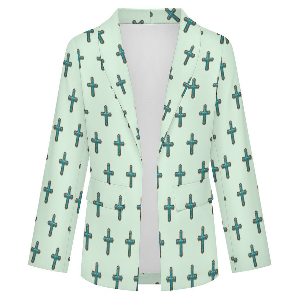 Women's Tourqoise Cross Western Blazer