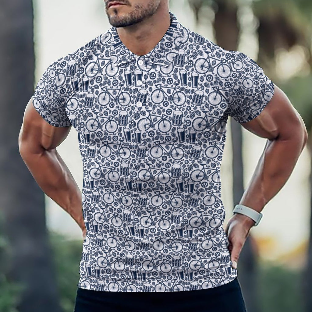 Biking and Beer Mens Golf Polo