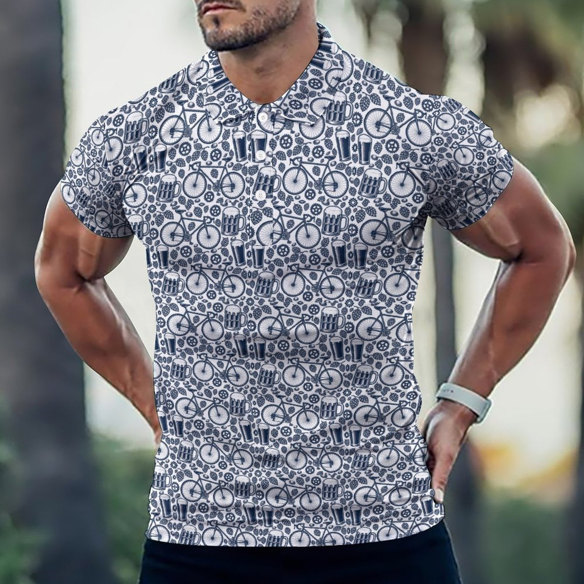 Biking and Beer Mens Golf Polo