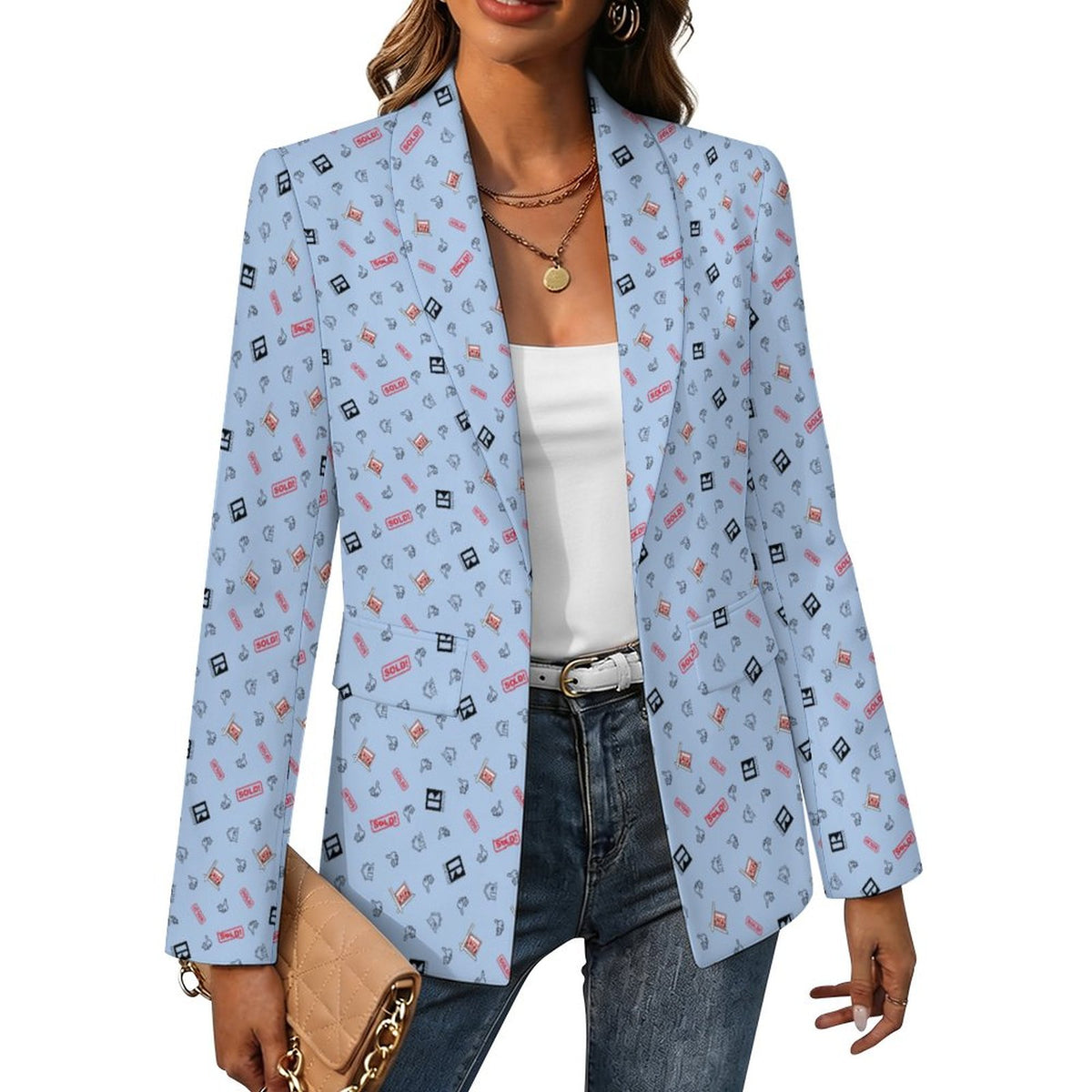 Women's Casual Lapel Blazer(All-Over Printing)