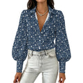 Women's  Realtor Blouse Satin Lantern Sleeve Long Sleeve Blouse(All-Over Printing) Stand out at showings, open houses and closings in this iconic golf polo featuring a bold real estate pattern.