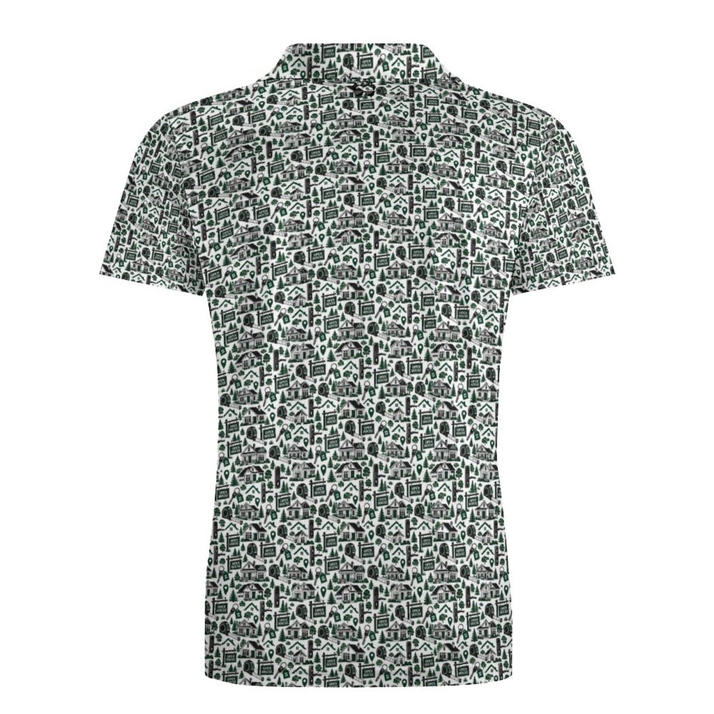 Men's Realtor Polo UPF50+ 180gsm Cooling Polyester Men's POLO T-shirt(All-Over Printing) Stand out at showings, open houses and closings in this iconic golf polo featuring a bold real estate pattern.