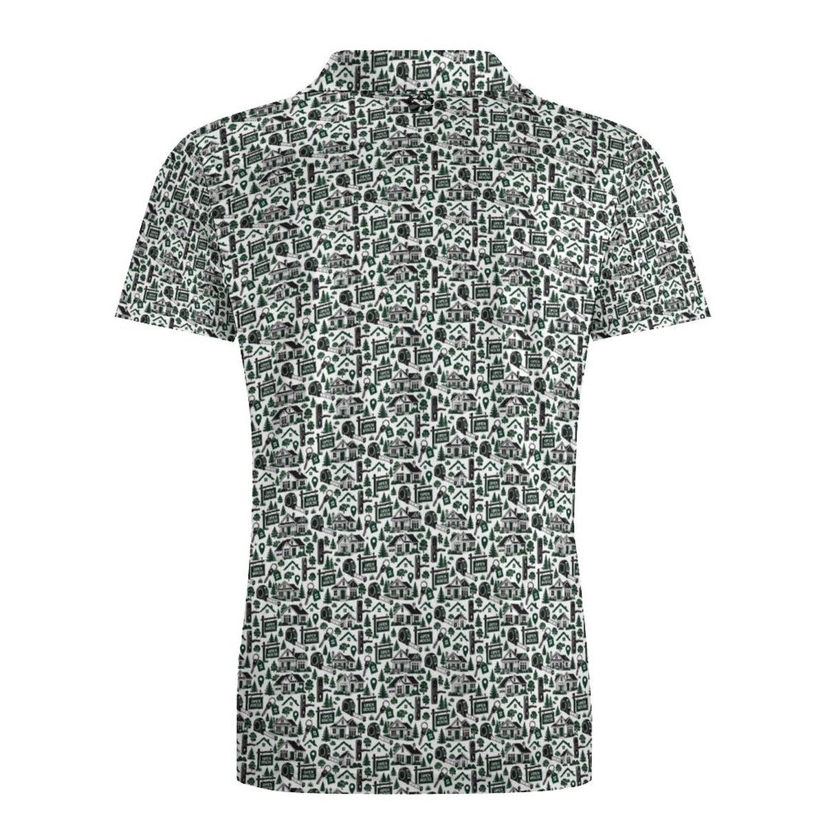 Men's Realtor Polo UPF50+ 180gsm Cooling Polyester Men's POLO T-shirt(All-Over Printing) Stand out at showings, open houses and closings in this iconic golf polo featuring a bold real estate pattern.