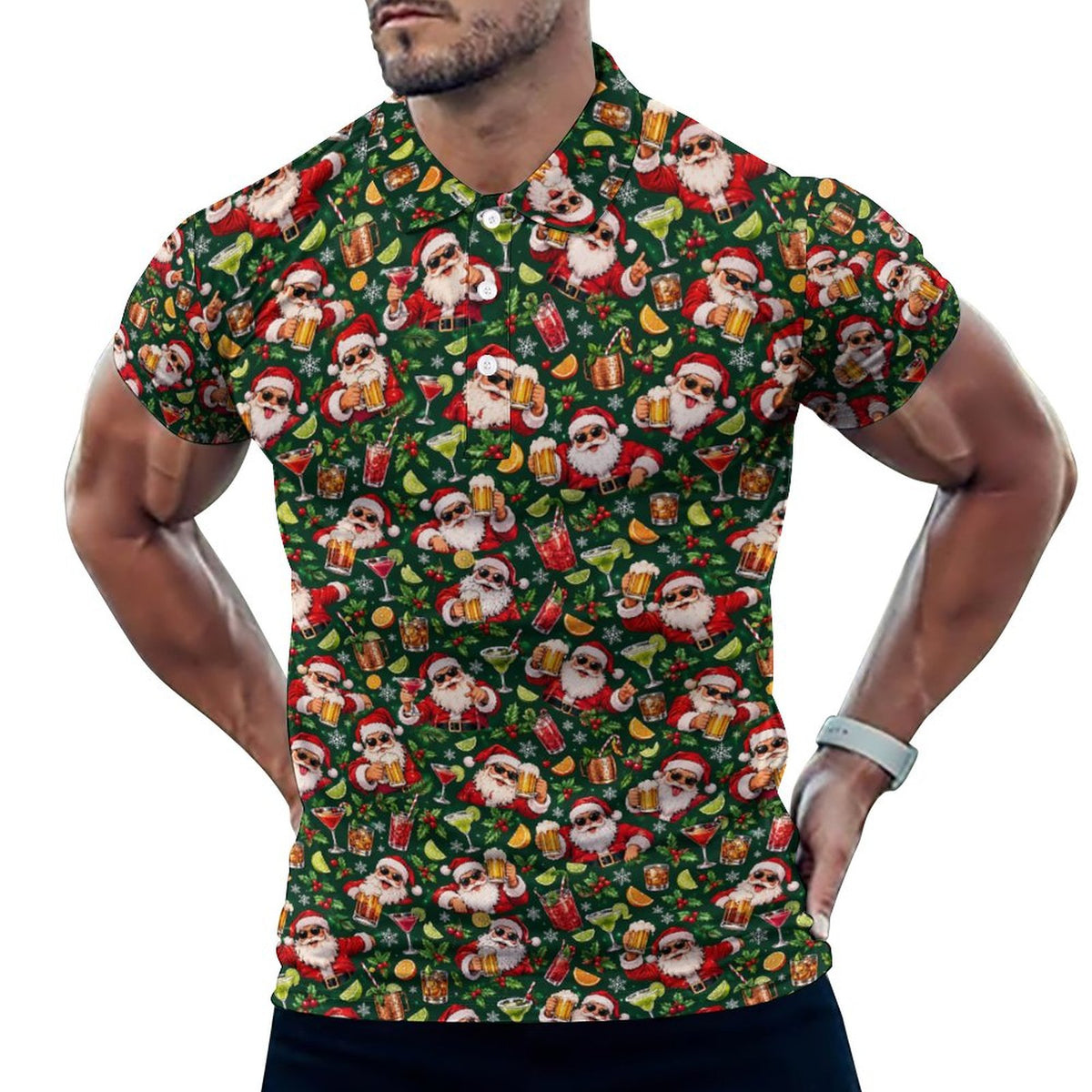 Santa's been hitting the Sauce Men's POLO Shirt(All-Over Printing)
