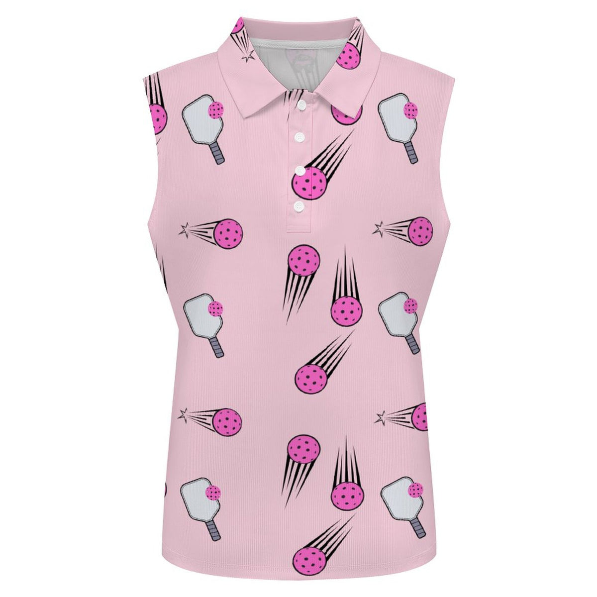 Women's Pink Pickleball POLO Tank Top(All-Over Printing)