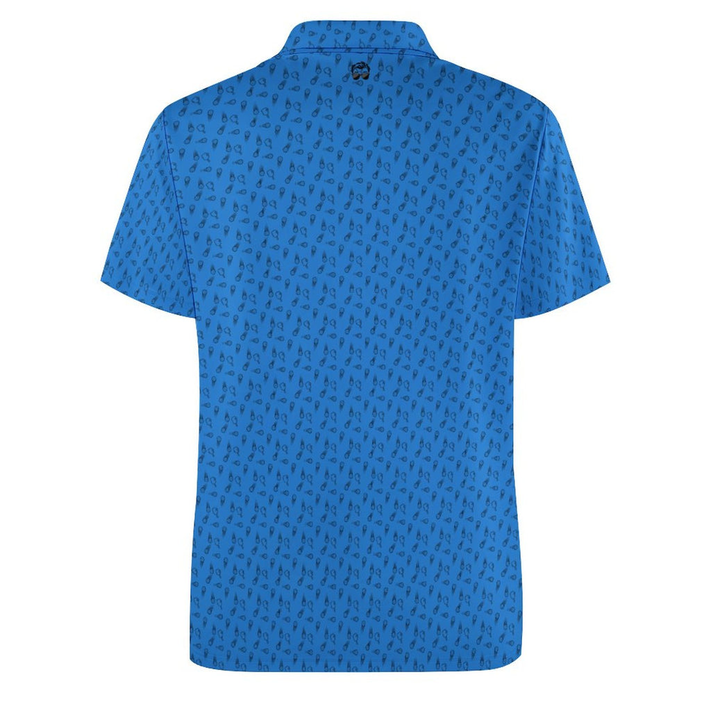 Men's Blue Pickleball Polo Shirts with All-Over printing Design Straight