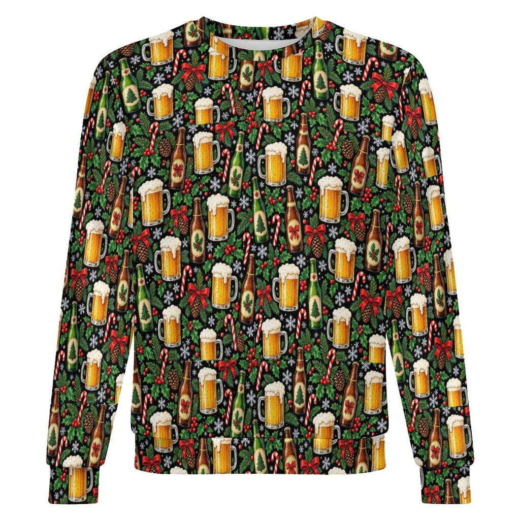 Christmas Sweater Festive Beer Oversized Thick Pullover Sweater(All-Over Printing)
