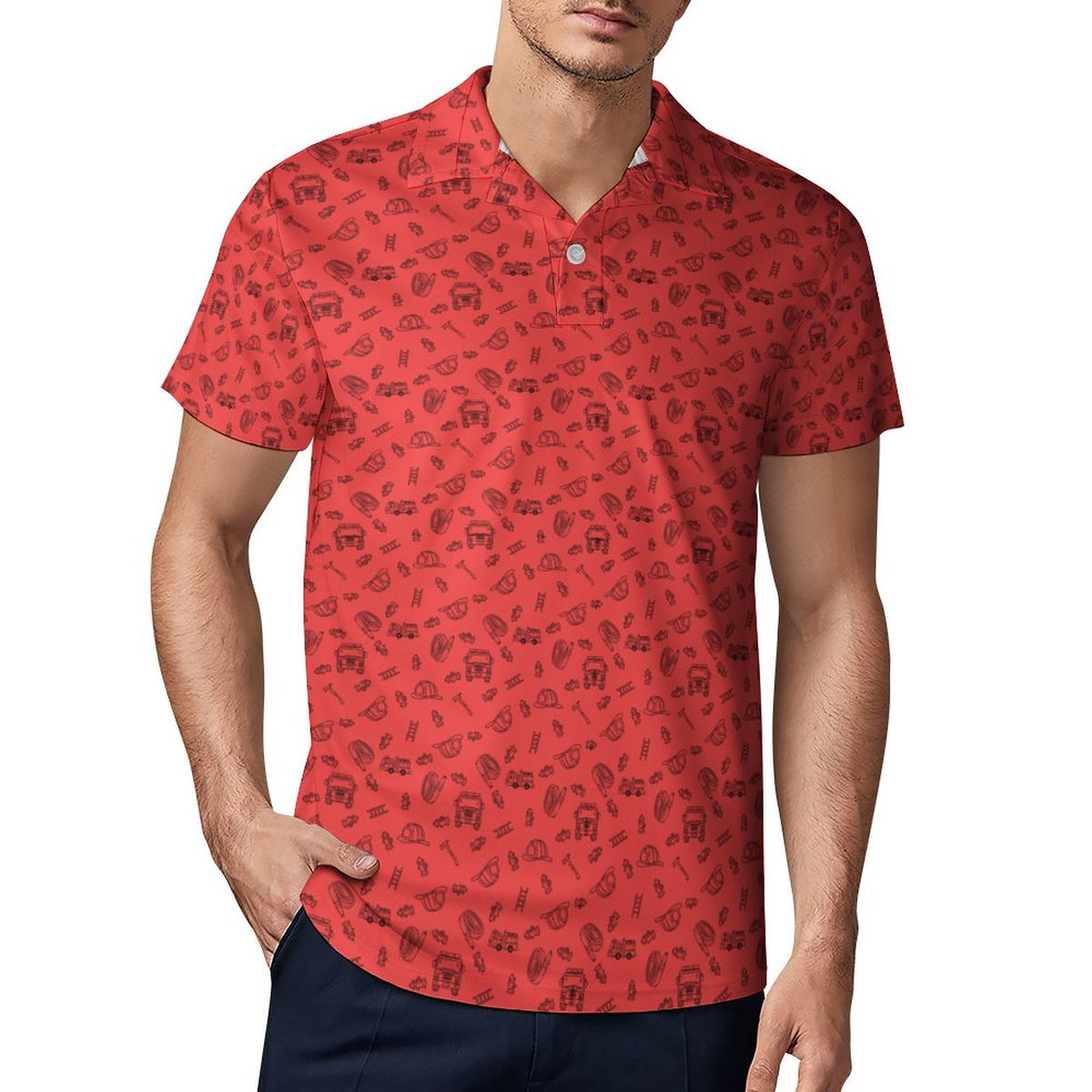 Fireman UPF50+ Mens Cooling Polyester Men's POLO T-shirt(All-Over Printing)