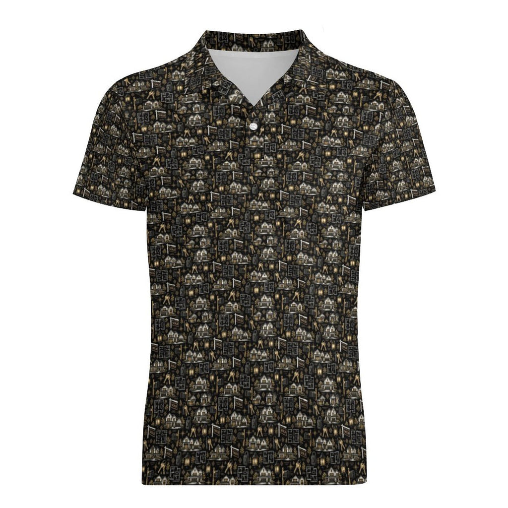 Men's Realtor Shirt UPF50+ 180gsm Cooling Polyester Men's POLO T-shirt Stand out at showings, open houses and closings in this iconic golf polo featuring a bold real estate pattern.
