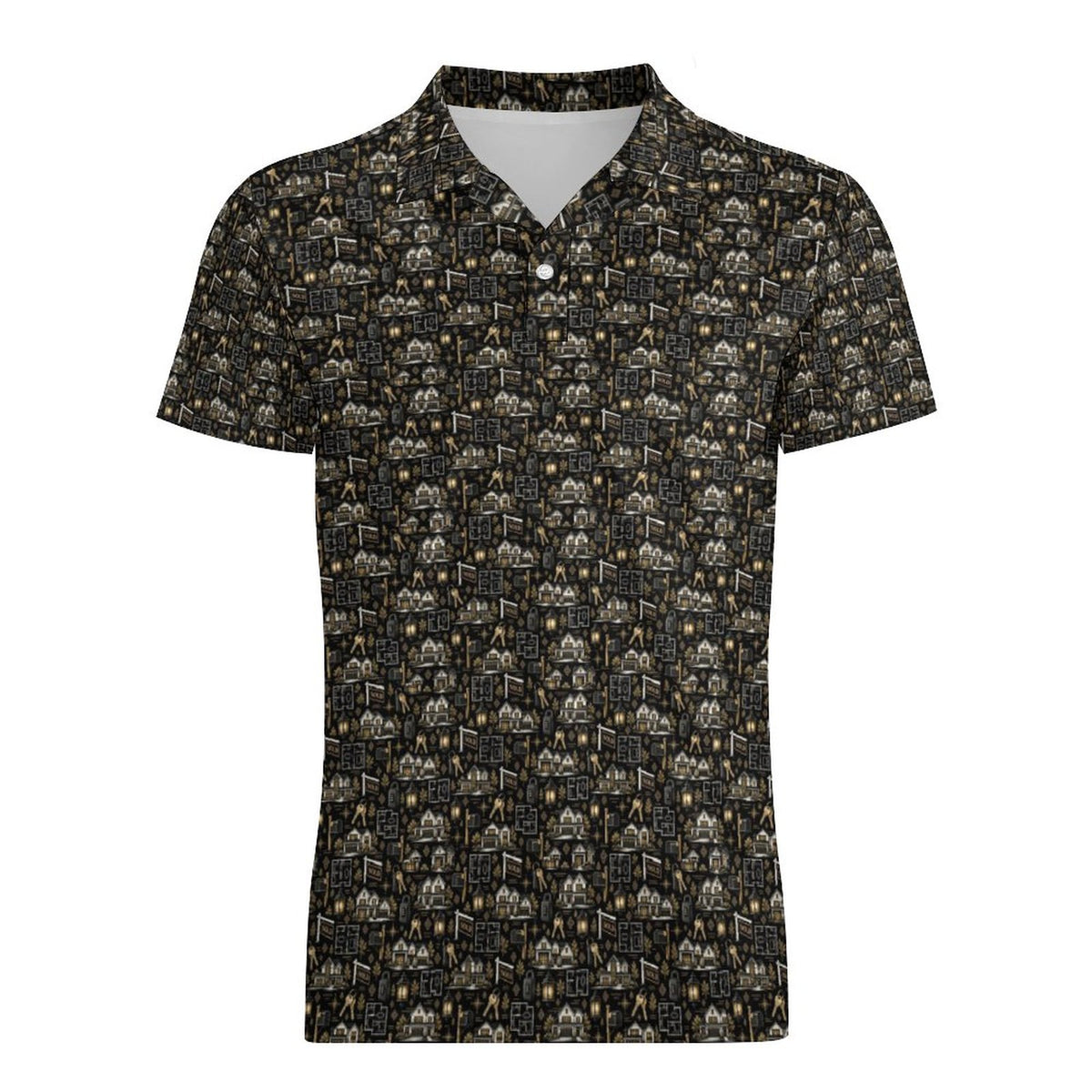 Men's Realtor Shirt UPF50+ 180gsm Cooling Polyester Men's POLO T-shirt Stand out at showings, open houses and closings in this iconic golf polo featuring a bold real estate pattern.