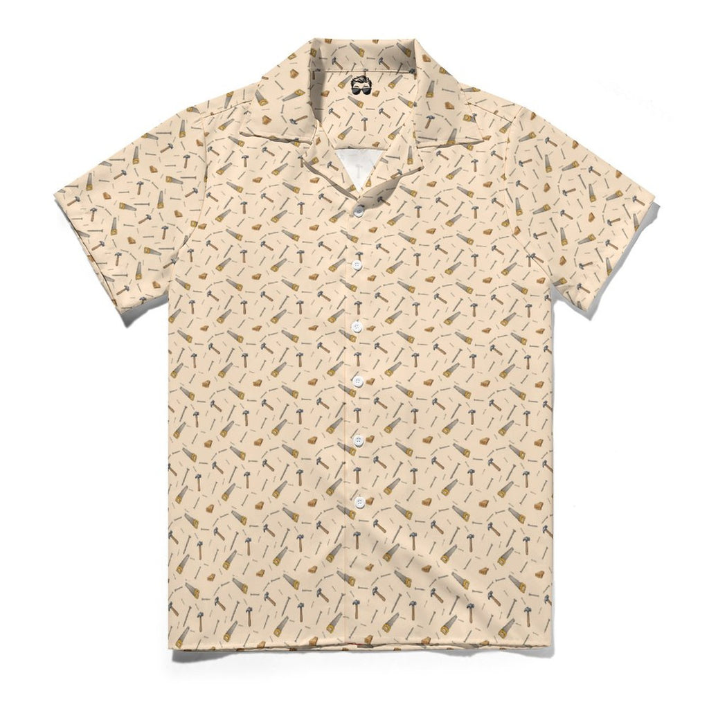 Carpenter Shirt Short Sleeve Cuban Collar Shirt(All-Over Printing)